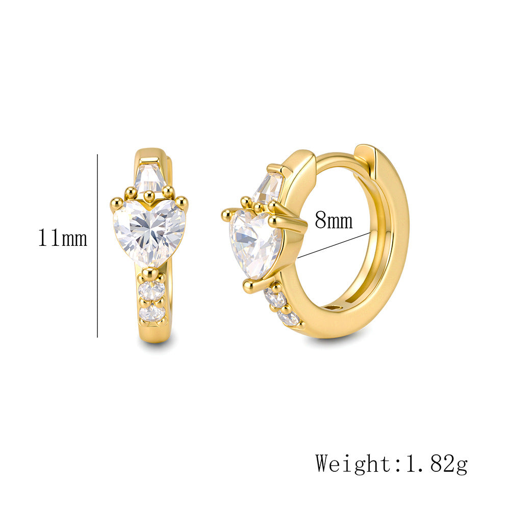 S925 Sterling Silver Love Zircon Earrings Exquisite Niche Earrings