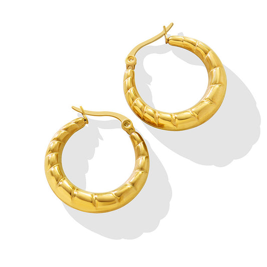 Geometric 18K Gold-Plated U-Shaped Earrings with Eternal Shine
