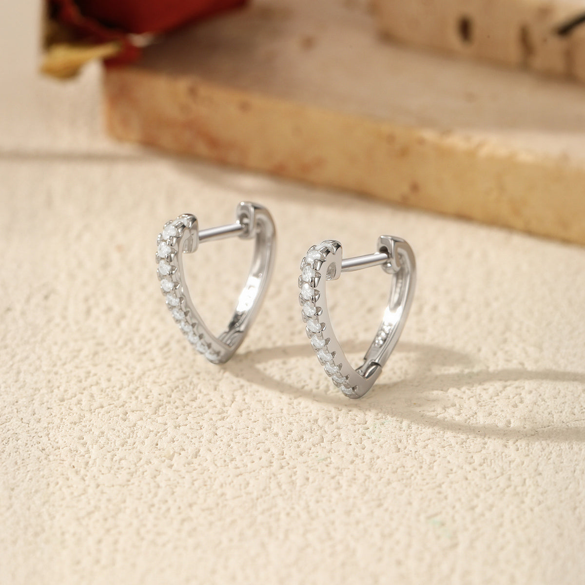 925 Sterling Silver Heart Moissanite Earrings