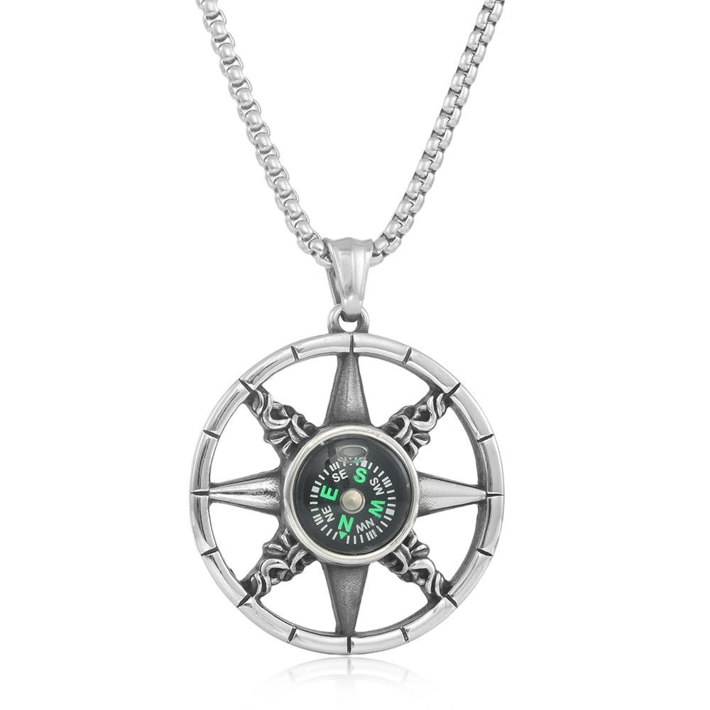 European And American Stainless Steel Compass Pendant For Men