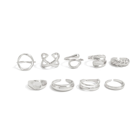 Planderful Vienna Verve Open Ring Set For Women Irregular Smooth Band With Statement Jewelry