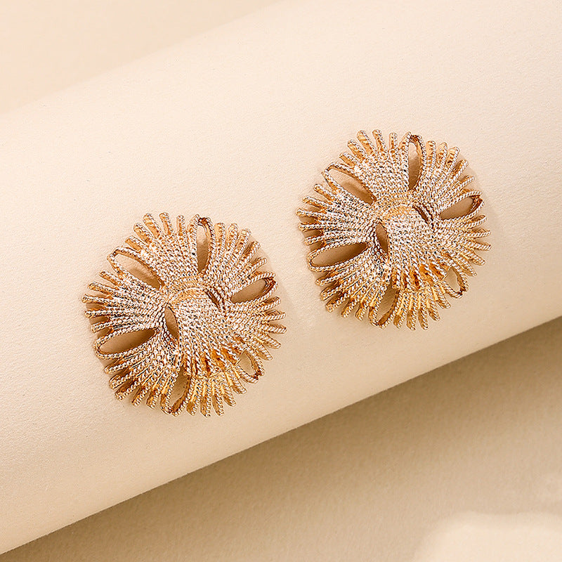 Medieval Elegance: Vienna Verve Metal Tassel Chest Flower Earrings