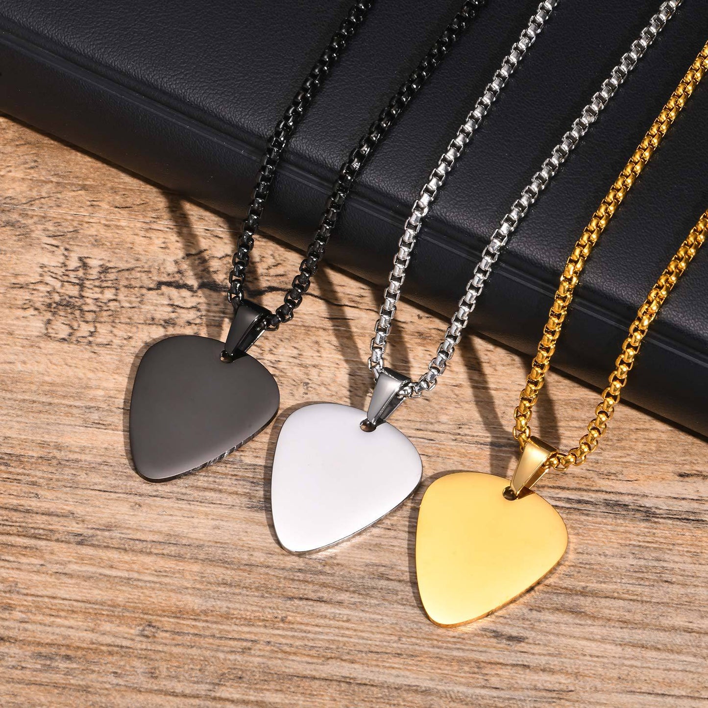 Planderful Shop Stainless Steel Guitar Pick Pendant For Men