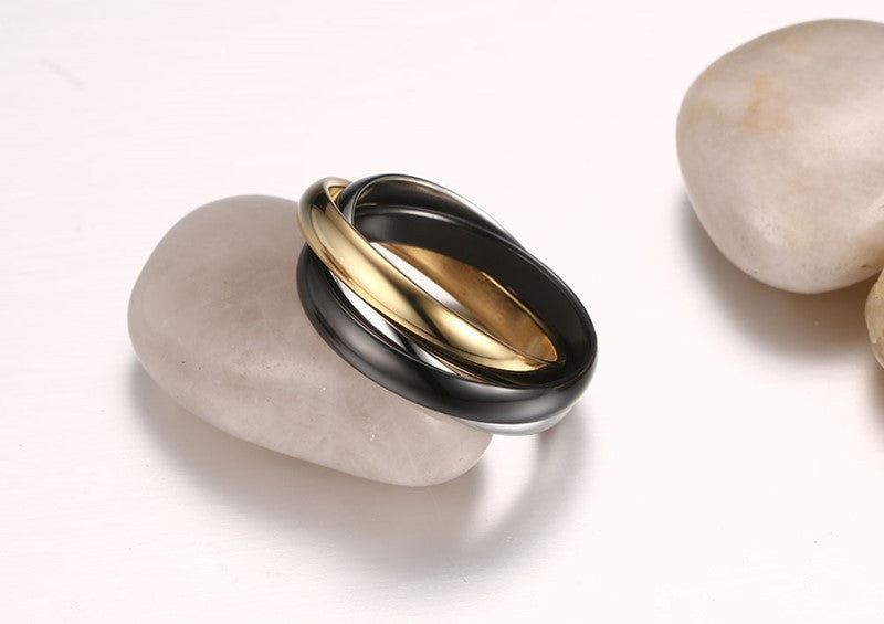European And American Jewelry Three-In-One Plain Fashion Ring