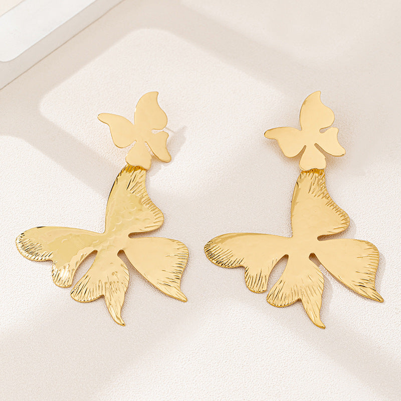 Planderful Vienna Verve Earrings – Exaggerated Metal Butterfly Design