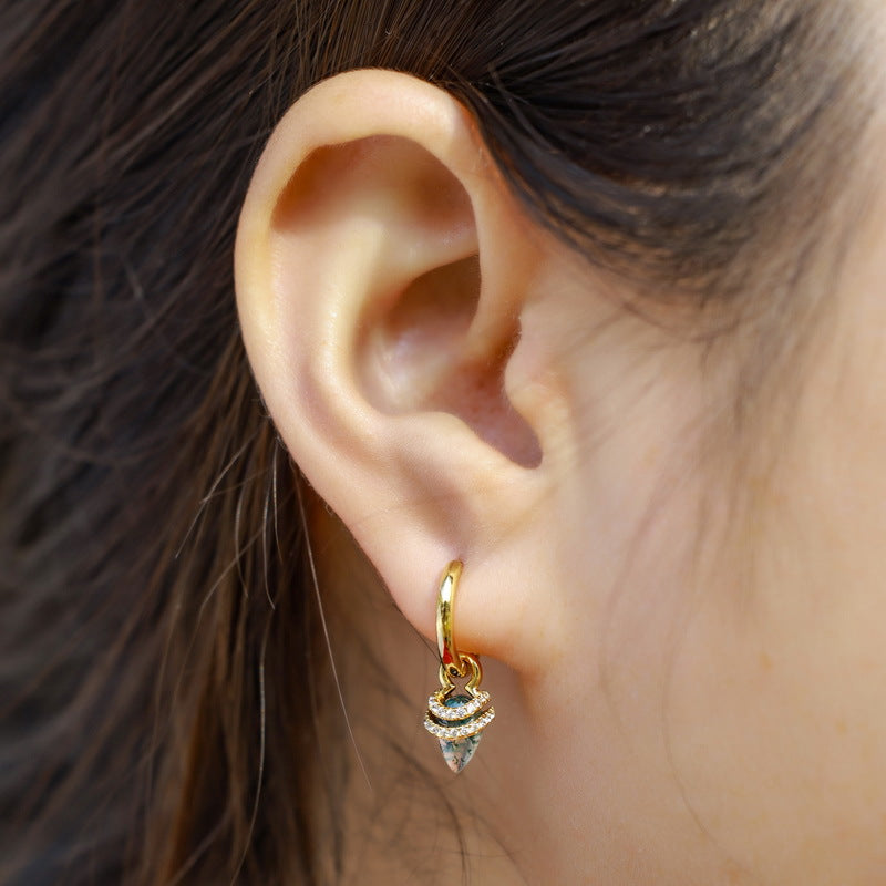 Planderful Everyday Genie Earrings – Elegant Green Moss Sterling Silver for Women