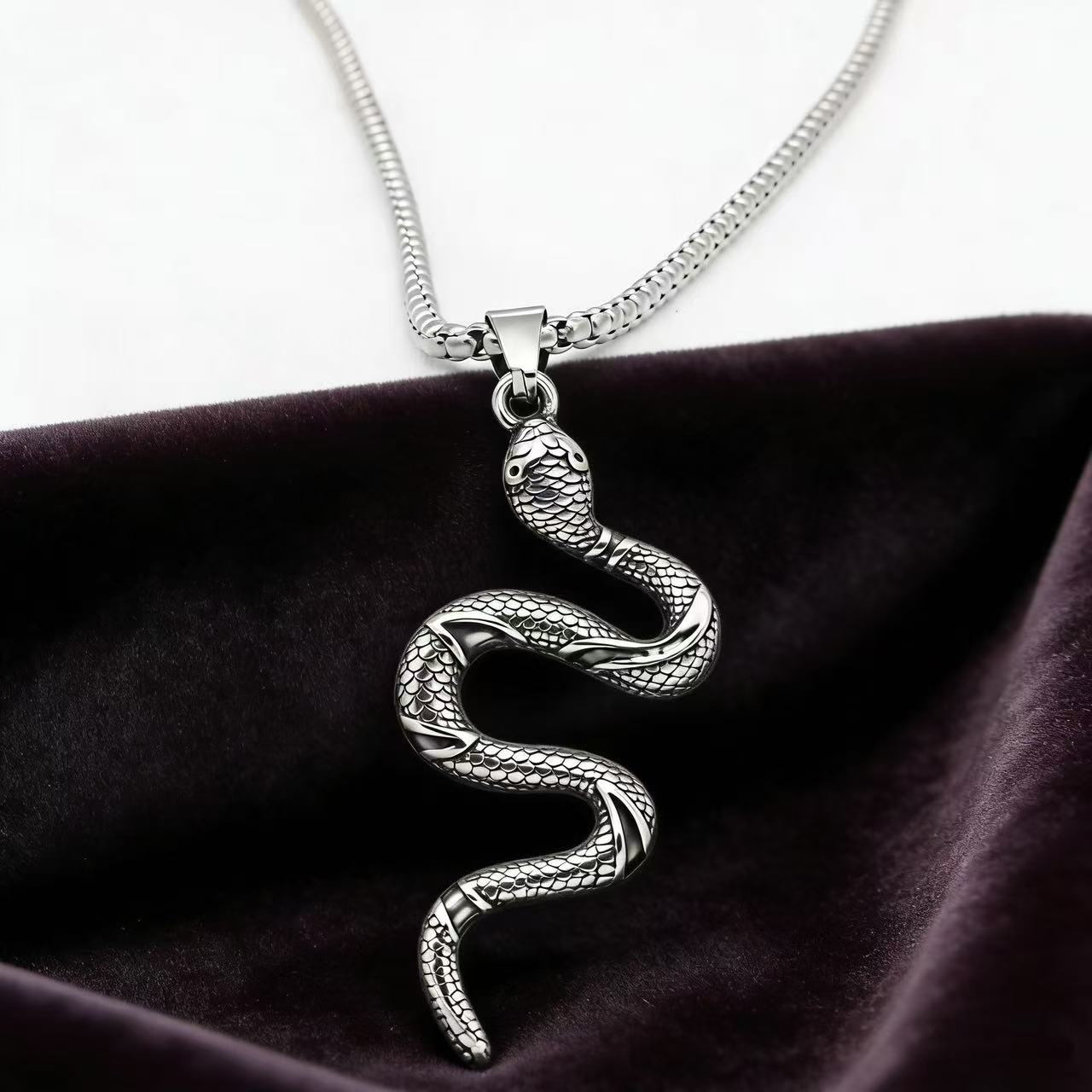 Personalized Retro Snake Pendant Titanium Steel Unisex Necklace By Planderful Gift For Jewelry Lovers