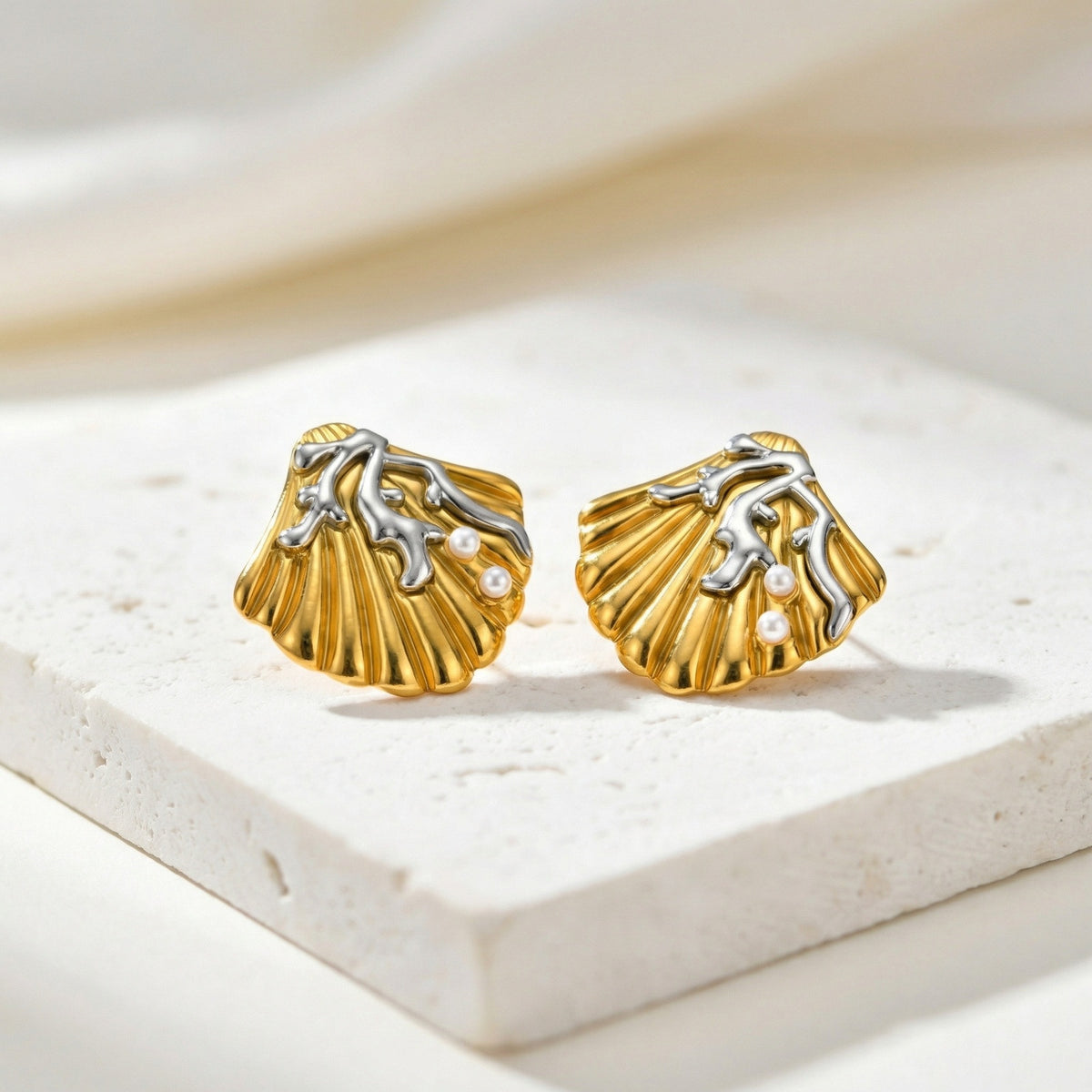 Stainless Steel Pearl Earrings