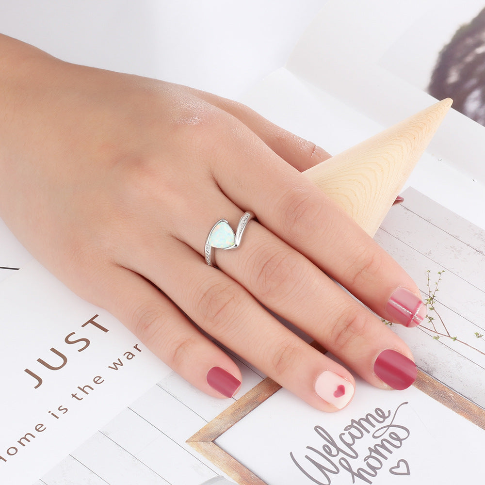 Planderful Jewelry Opal Ring In Sterling Silver, Elegant Everyday Genie Collection, Size 6 7 8