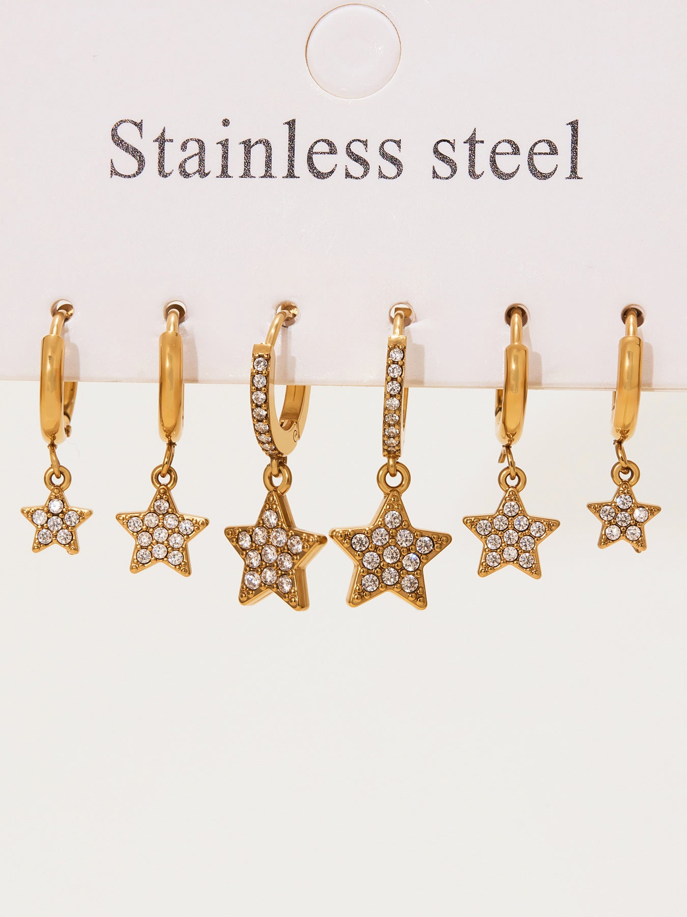 Planderful Zirconium Pentagram Earrings 18K Goldplated Bold