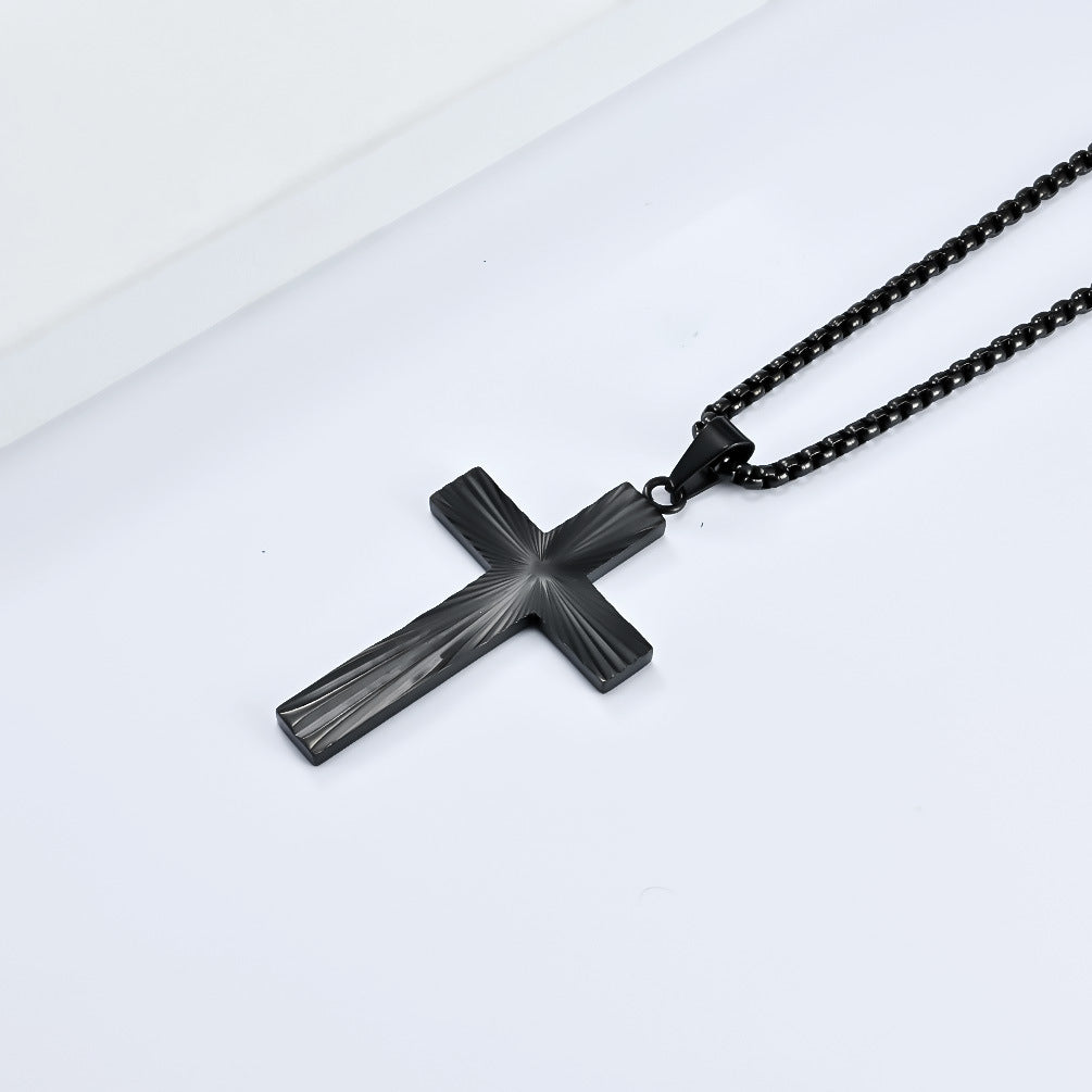Steel Necklace - Elegant Cross Pendant For Men From Planderful Everyday Genie Collection
