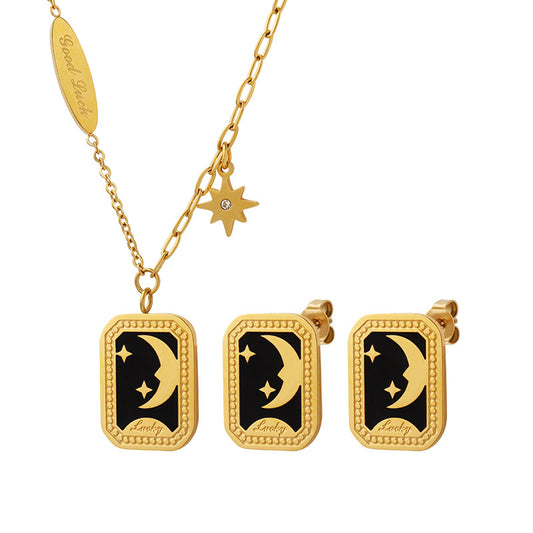 Celestial Harmony Titanium Steel Jewelry Set with Gold Plating