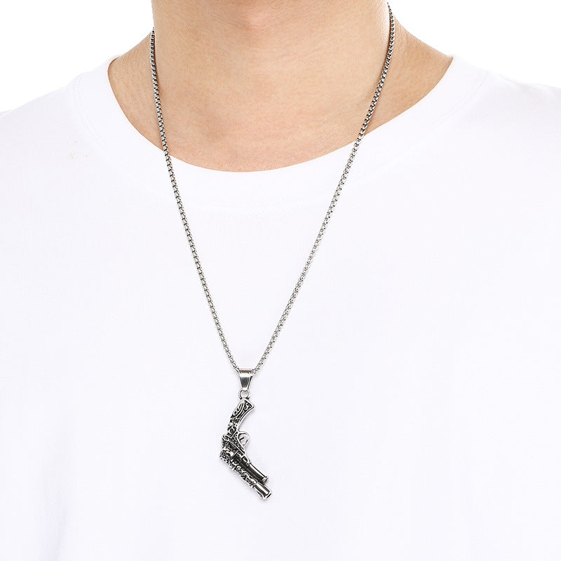 Planderful Everyday Genie Stainless Steel Pistol Pendant Men