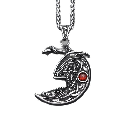 Vintage Viking Moon Stainless Steel Men's Pendant Necklace