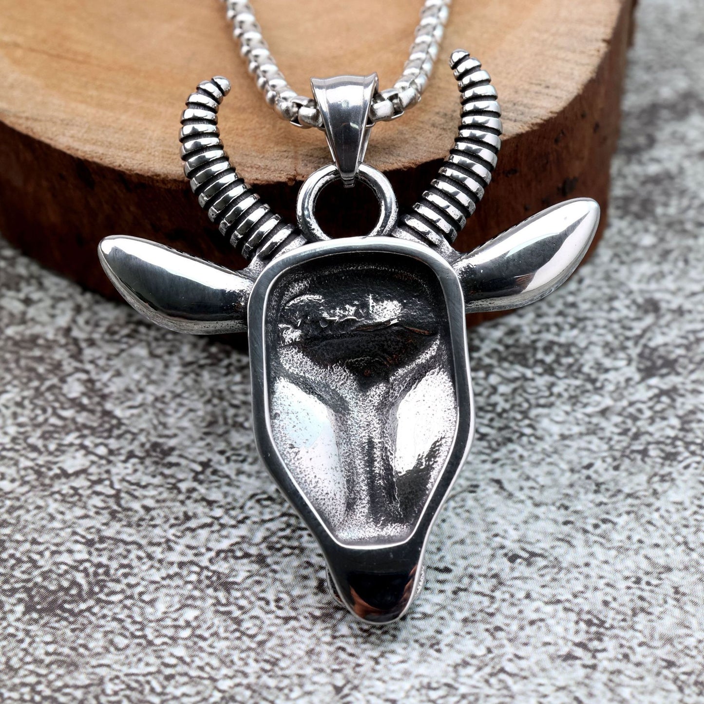 Planderful Nordic Ram Head Pendant Stainless Steel For Men Single Sided Norse Legacy Bold Jewelry Gift