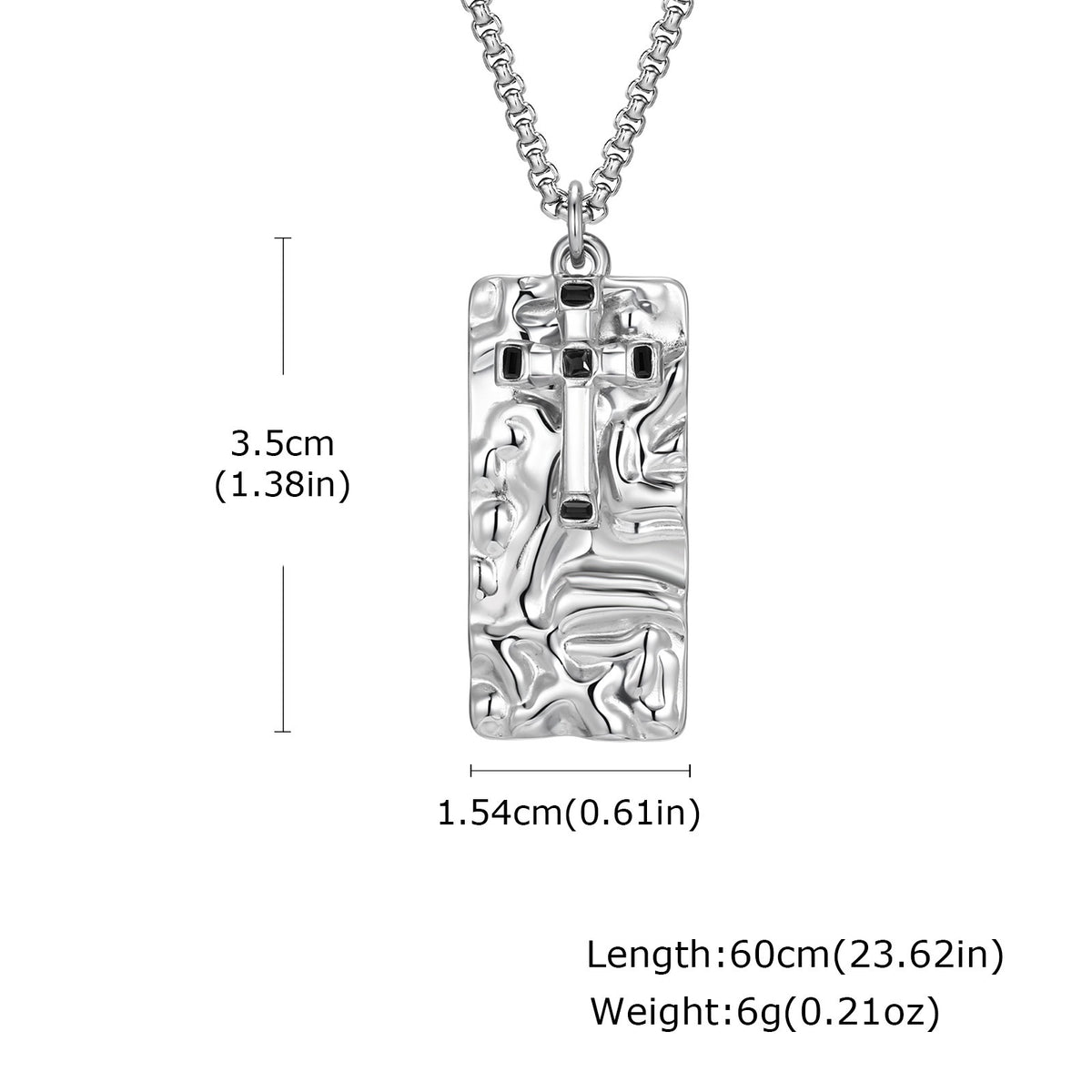 Cross Heart Textured Minimalist Stainless Steel Pendant Unisex