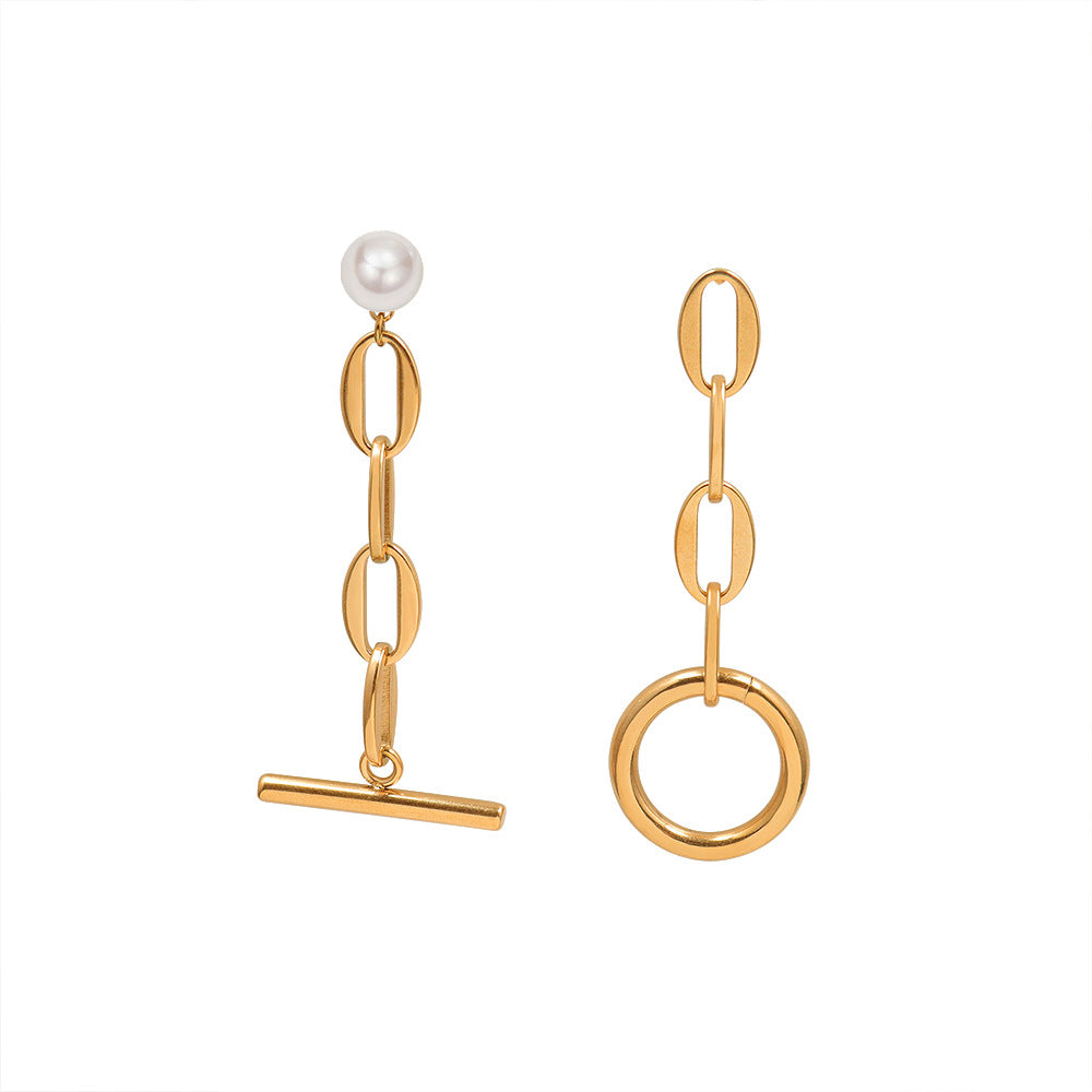 French Chic Gold Plated Asymmetric Earrings for Women By Planderful