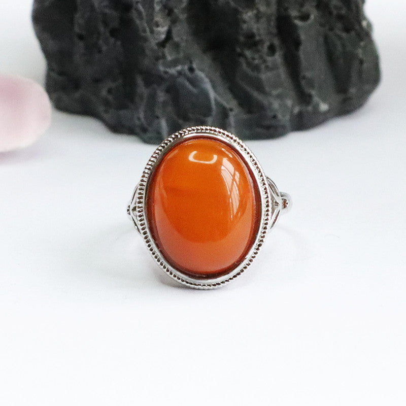 Honey Wax and Amber Sterling Silver Ring from the Fortune's Favor Collection