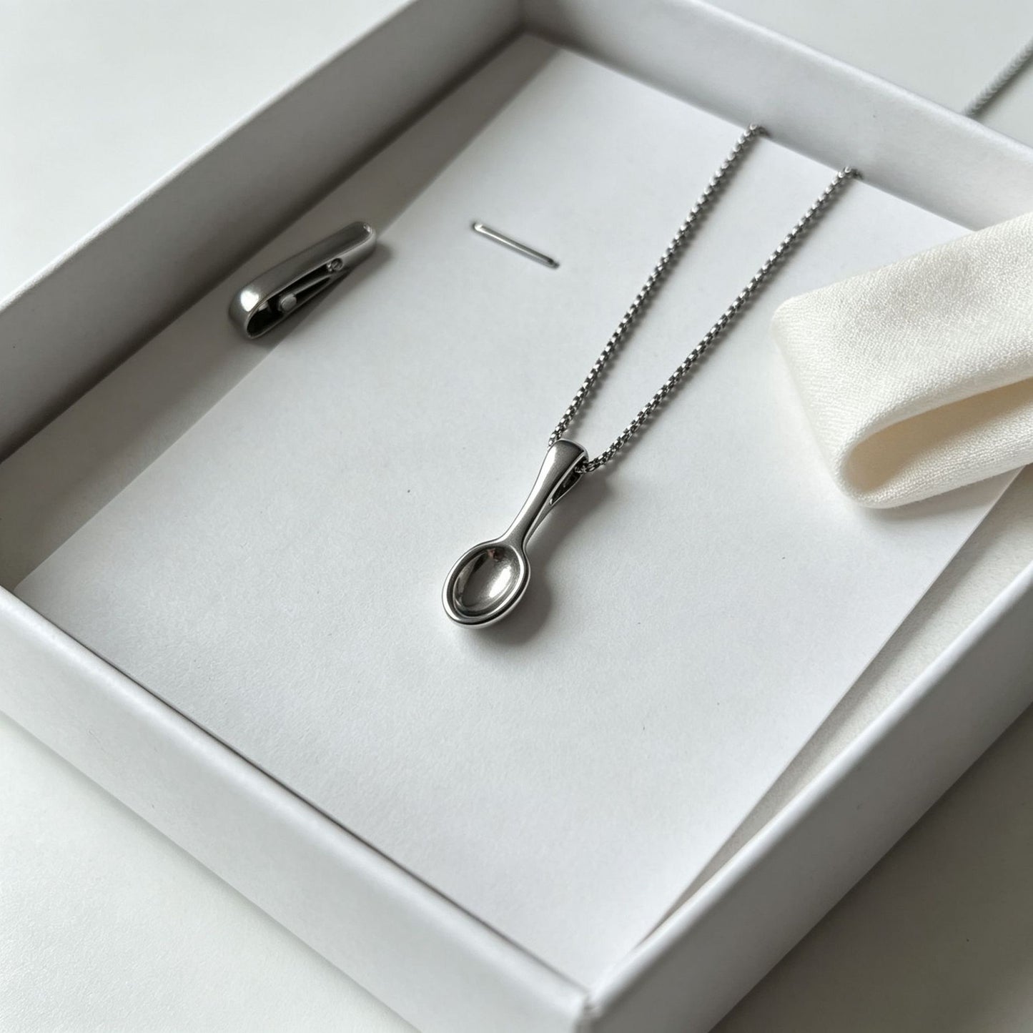 Titanium Steel Spoon Pendant Necklace Female Collarbone Chain