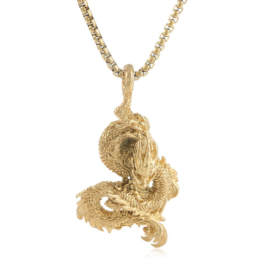 European And American Stainless Steel Dragon Pendant Necklace