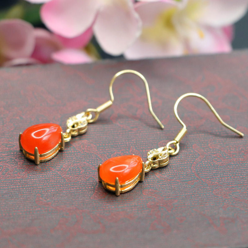 Nanhong Agate Teardrop Earrings