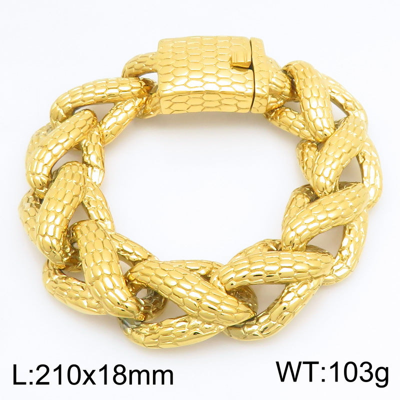 Snake-Shaped Winding Cuban Chain – Punk Snake Scale Chain Stainless Steel Men's Bracelet