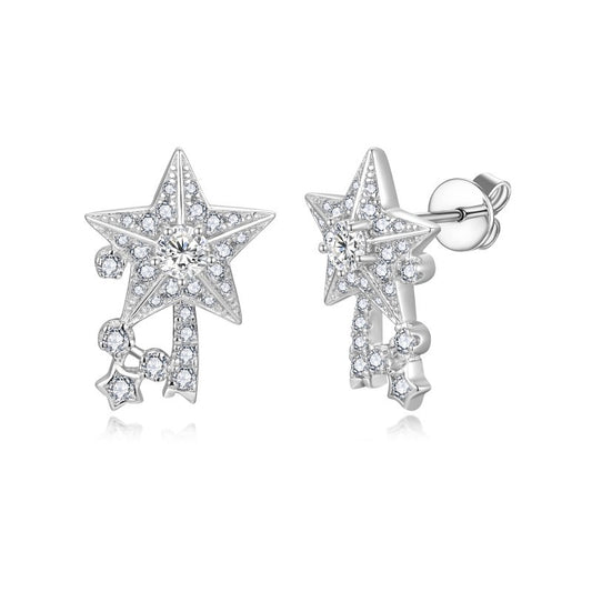 Planderful Moissanite Pentagram Earrings S925 Sterling Silver For Women Sparkling Everyday Wear