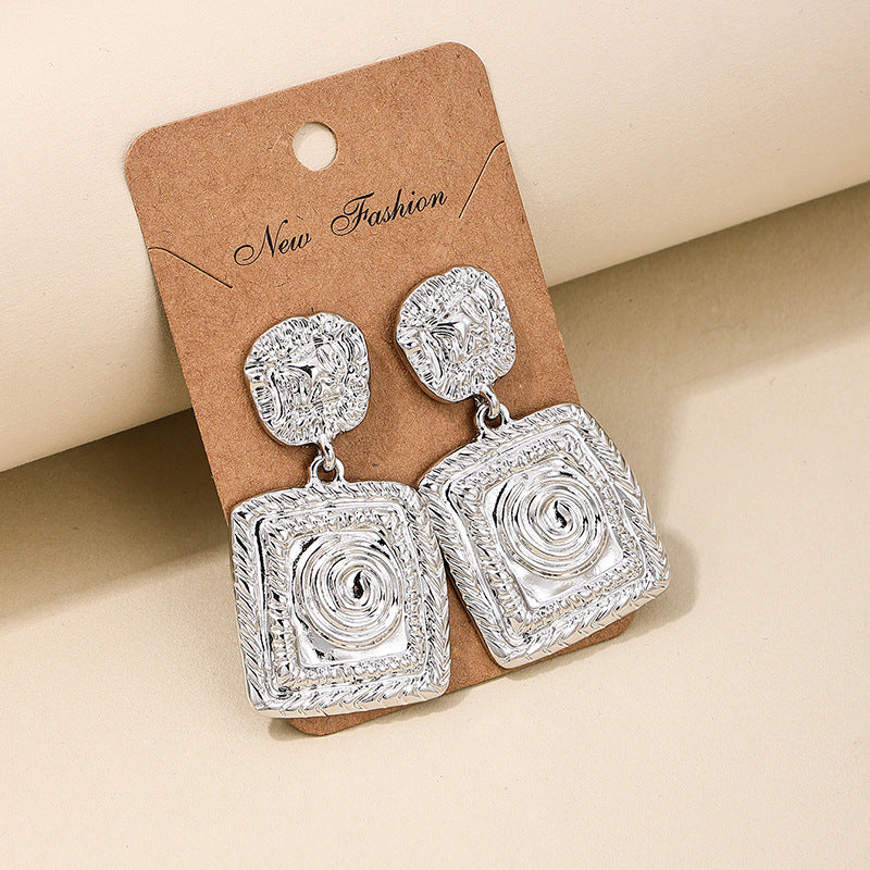 French Chic Metal Geometric Square Earrings - Vienna Verve by Planderful