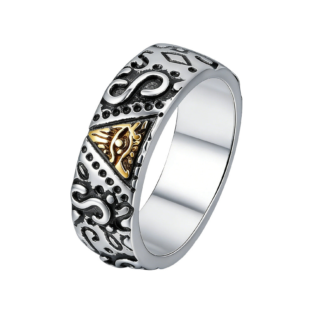 Planderful Omniscient Eye Vintage Ring Unisex Titanium Steel Protection Symbol Jewelry Ideal Gift For All