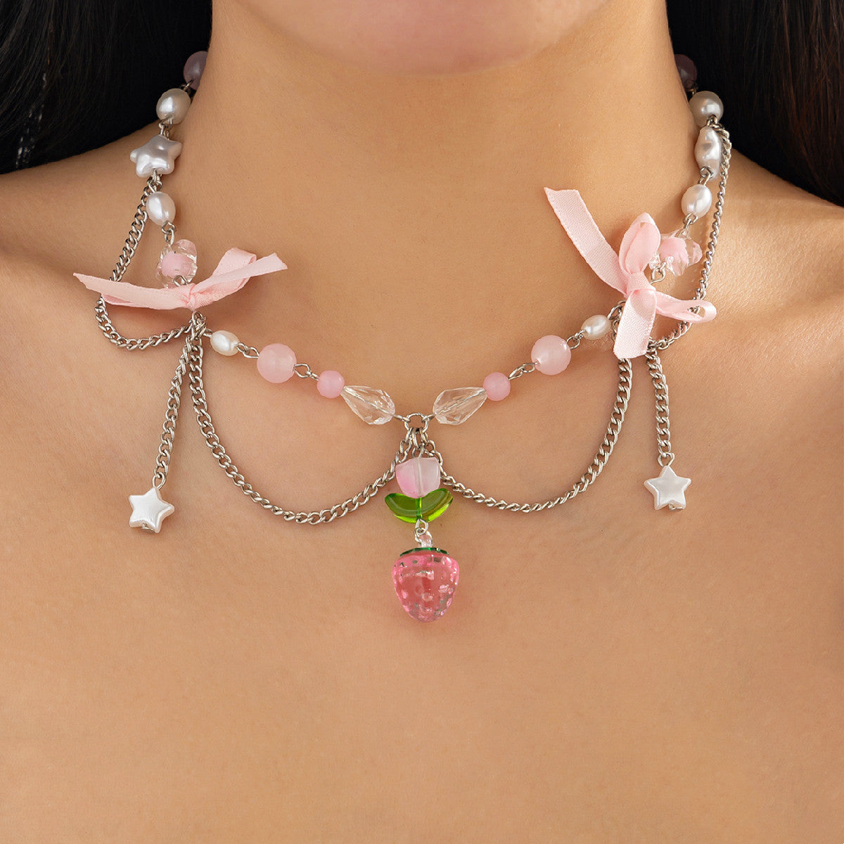 Strawberry Pearl Tassel Necklace Collection