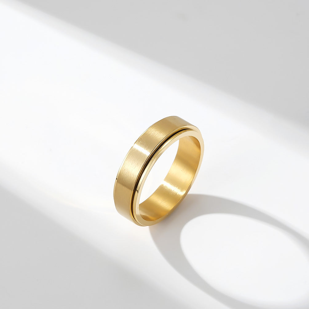 Planderful Rainbow Titanium Steel Ring For Couples Rotating Matte Sand Surface Stainless Steel Band Unisex