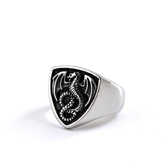 Vintage Dragon Stainless Steel Men's Ring