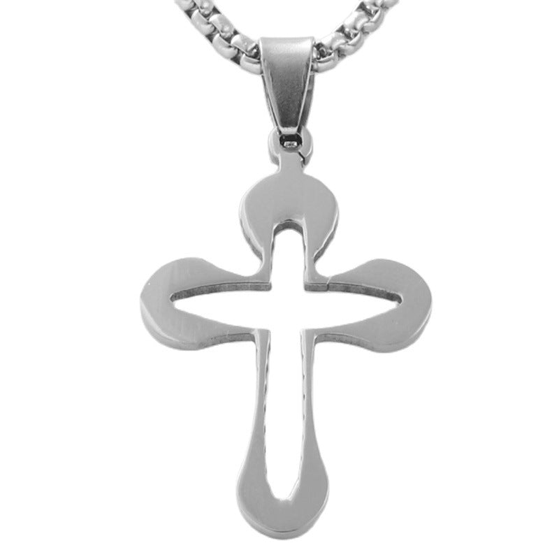 Personalized Retro Titanium Steel Cross Pendant Necklace for Trendy Men