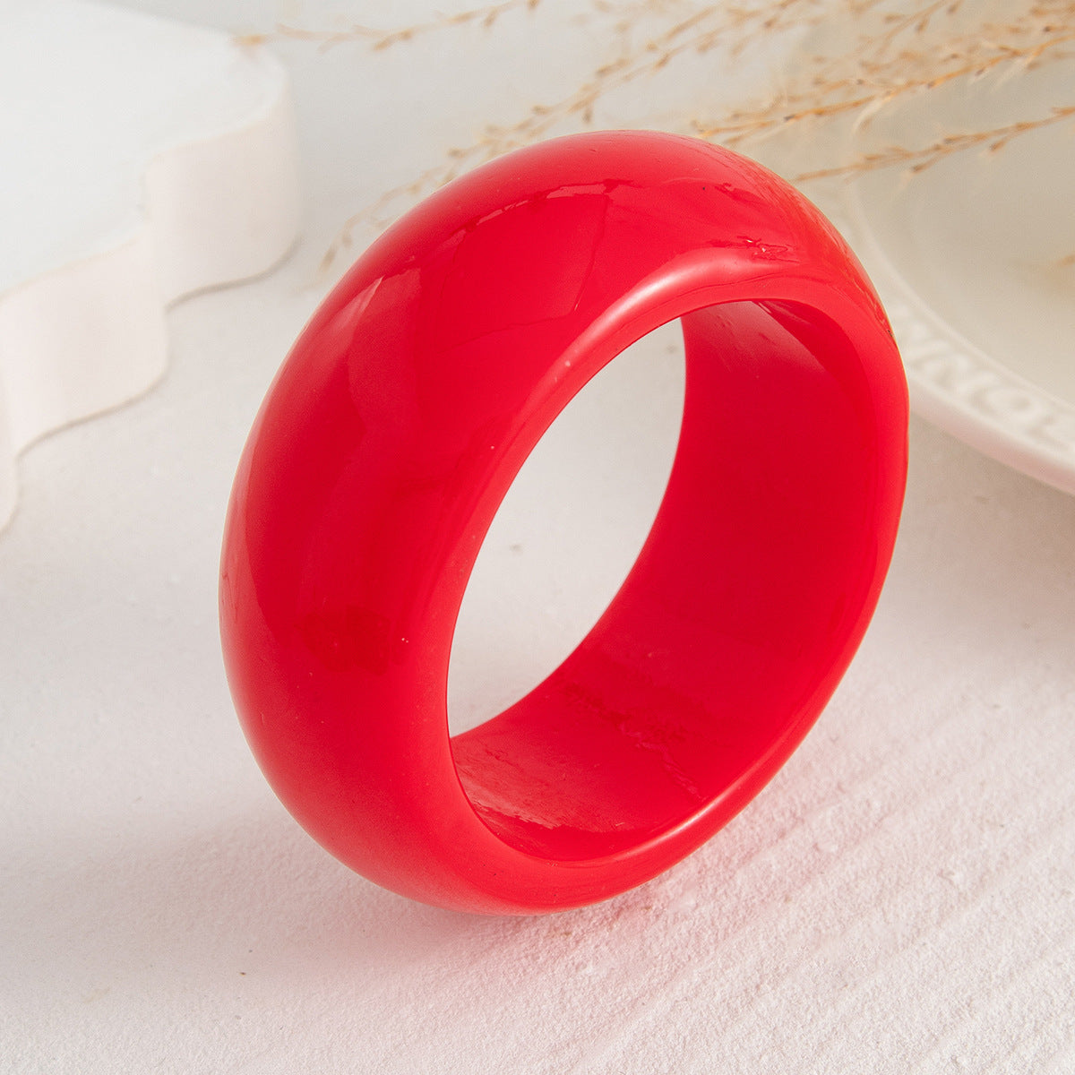 Planderful Vienna Verve Red Geometric Square Bracelet For Women Glossy Wide Versatile Statement Jewelry