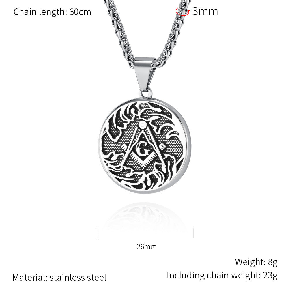 Stainless Steel Durable Pendant Necklace For Men Retro European American Trend Planderful Fraternity Style
