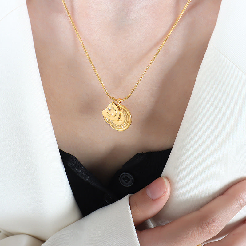 Asymmetric Titanium Gold-Plated Necklace for Women with Unique Engraving