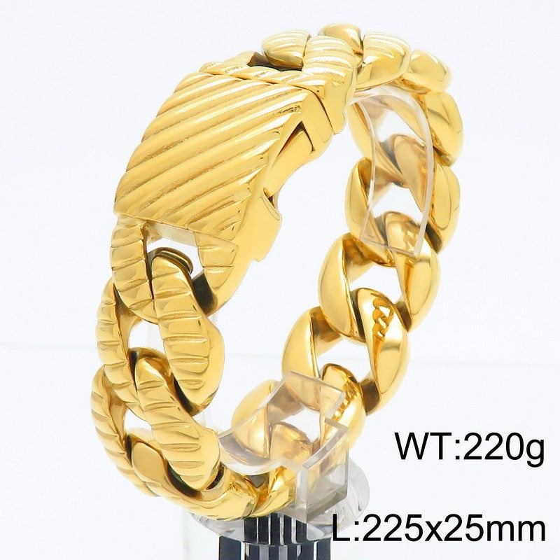 Planderful Titanium Steel Bracelet Unisex Cuban Chain Bold