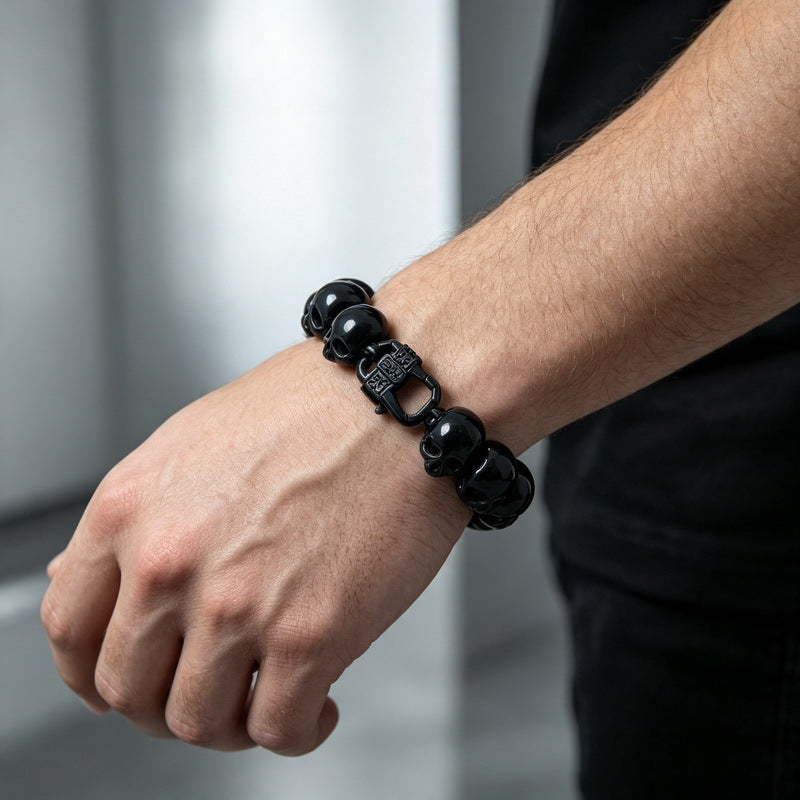 Punk Style Goth Ghost Head Bracelet Hip Hop Rock Three-Dimensional Skull Vacuum Plated