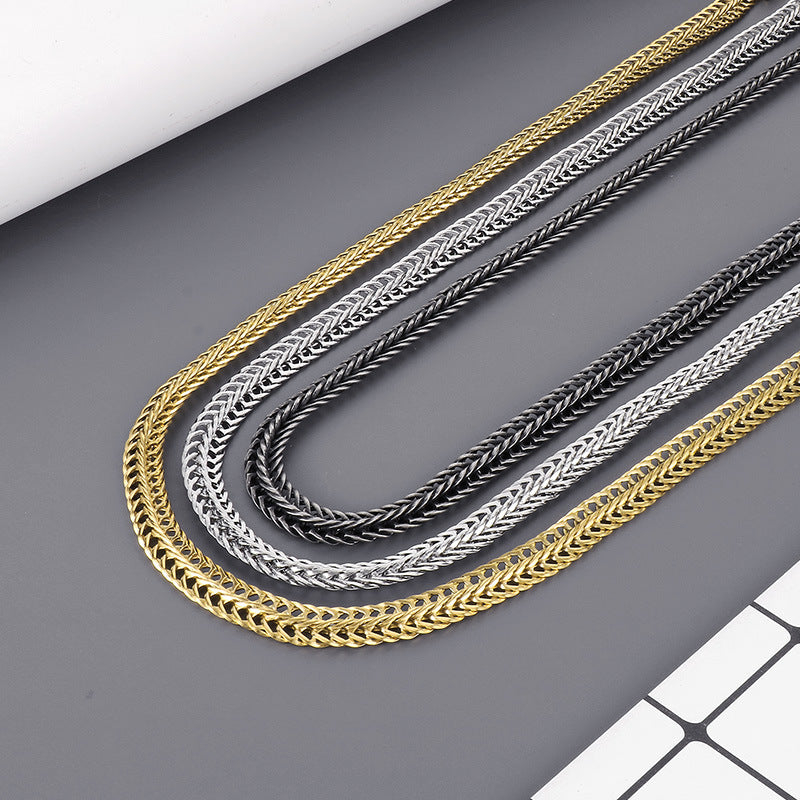 Tide Brand Keel Snake Bone Chain Hiphop Rock Cool 9mm Buckle Sweater Chain Necklace