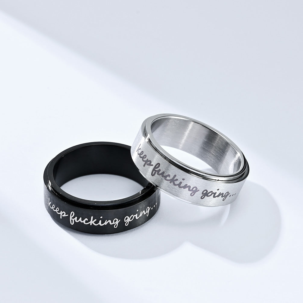 Inspirational Rotatable Titanium Steel Ring for Men