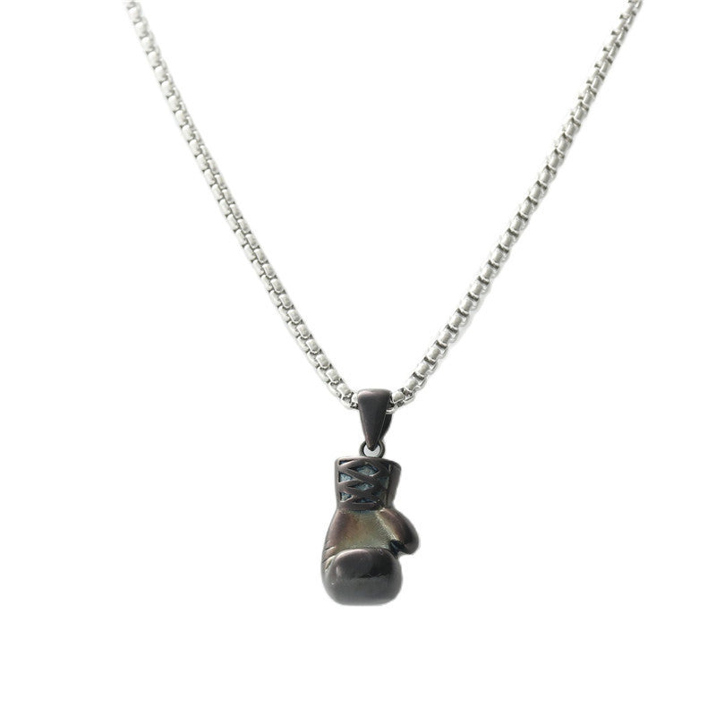 Personalized Titanium Steel Boxing Gloves Pendant Necklace for Men - Trendy Retro Design