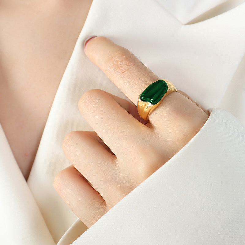 Luxurious Stainless Steel Women's Ring with Unique Irregular Design