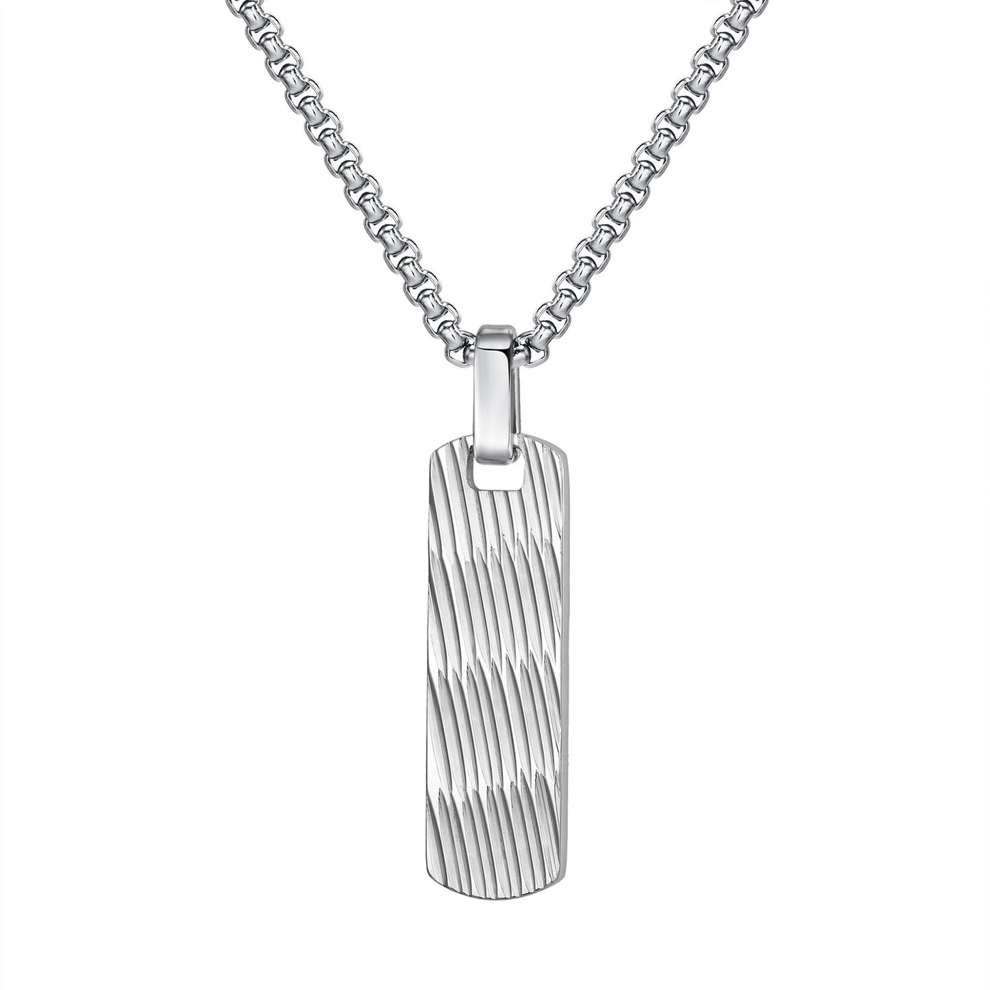 Europe – America – Stainless Steel Batch Flower Geometric Small Square Brand Pendant Necklace
