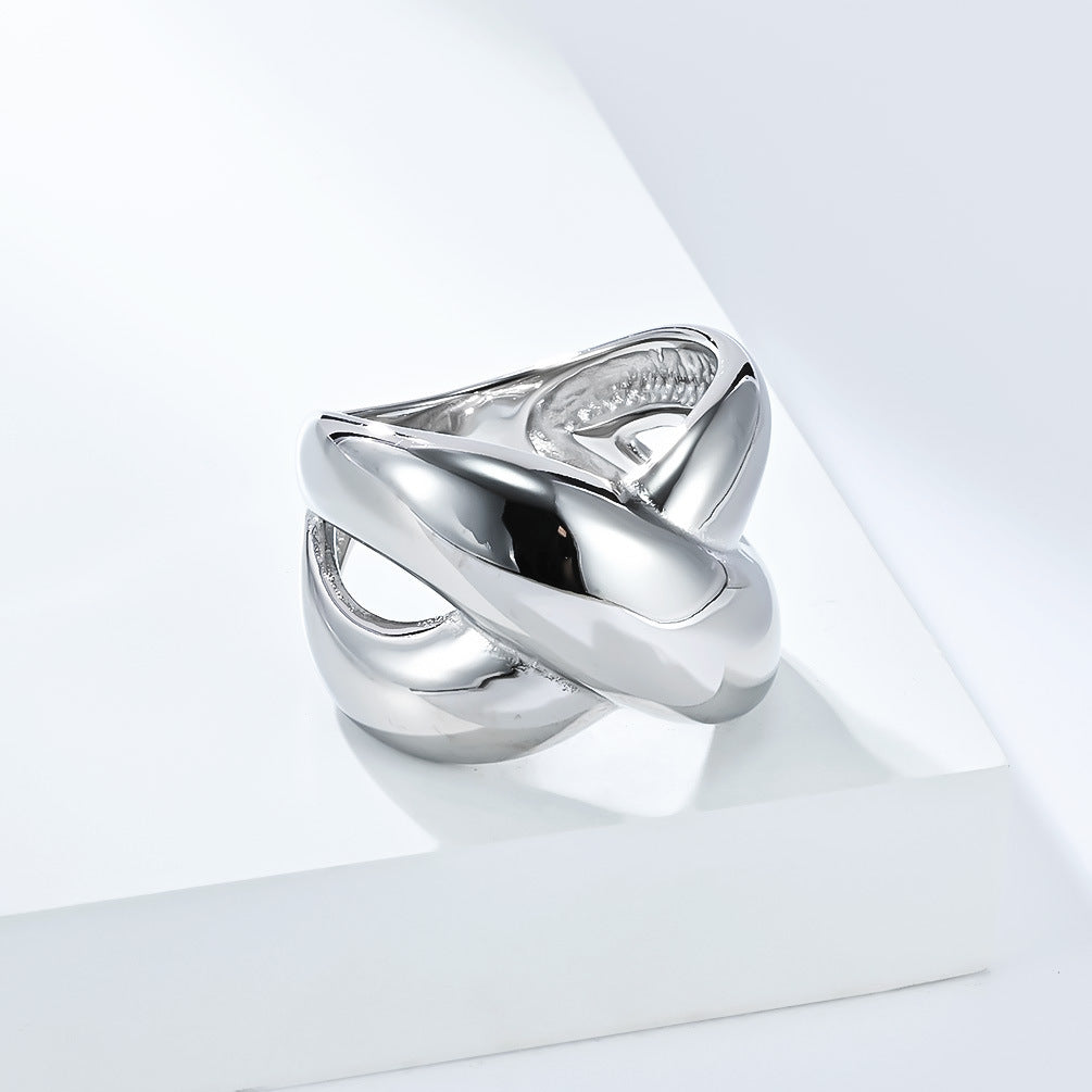 Planderful Stainless Steel Cross Ring Unisex Hollow Irregular Design For Everyday Versatile Wear