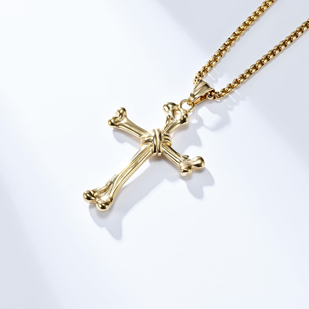 Amazon Titanium Steel Bone Cross Necklace for Men Wholesale