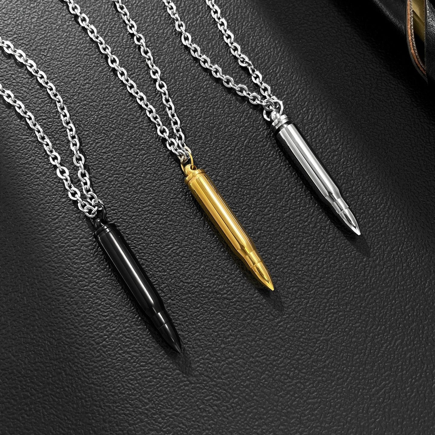 Planderful Stainless Steel Bullet Pendant For Men Personalized Hip Hop Necklace With Domineering Style