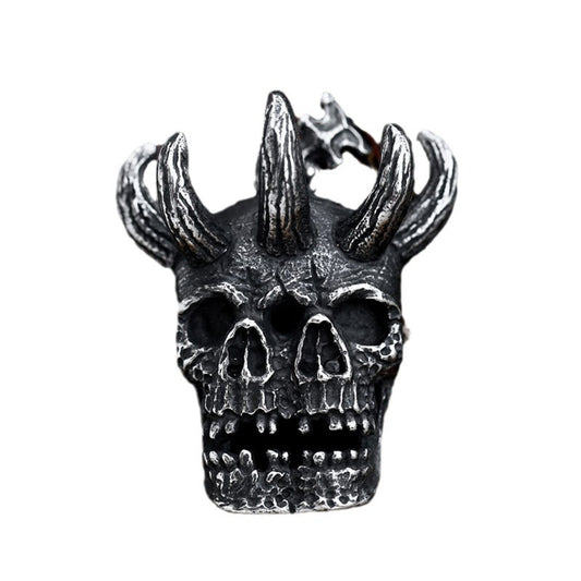 Gothic-Inspired Double Skull Pendant in Titanium Steel for Men - Retro Punk Hip Hop Jewelry Wholesale
