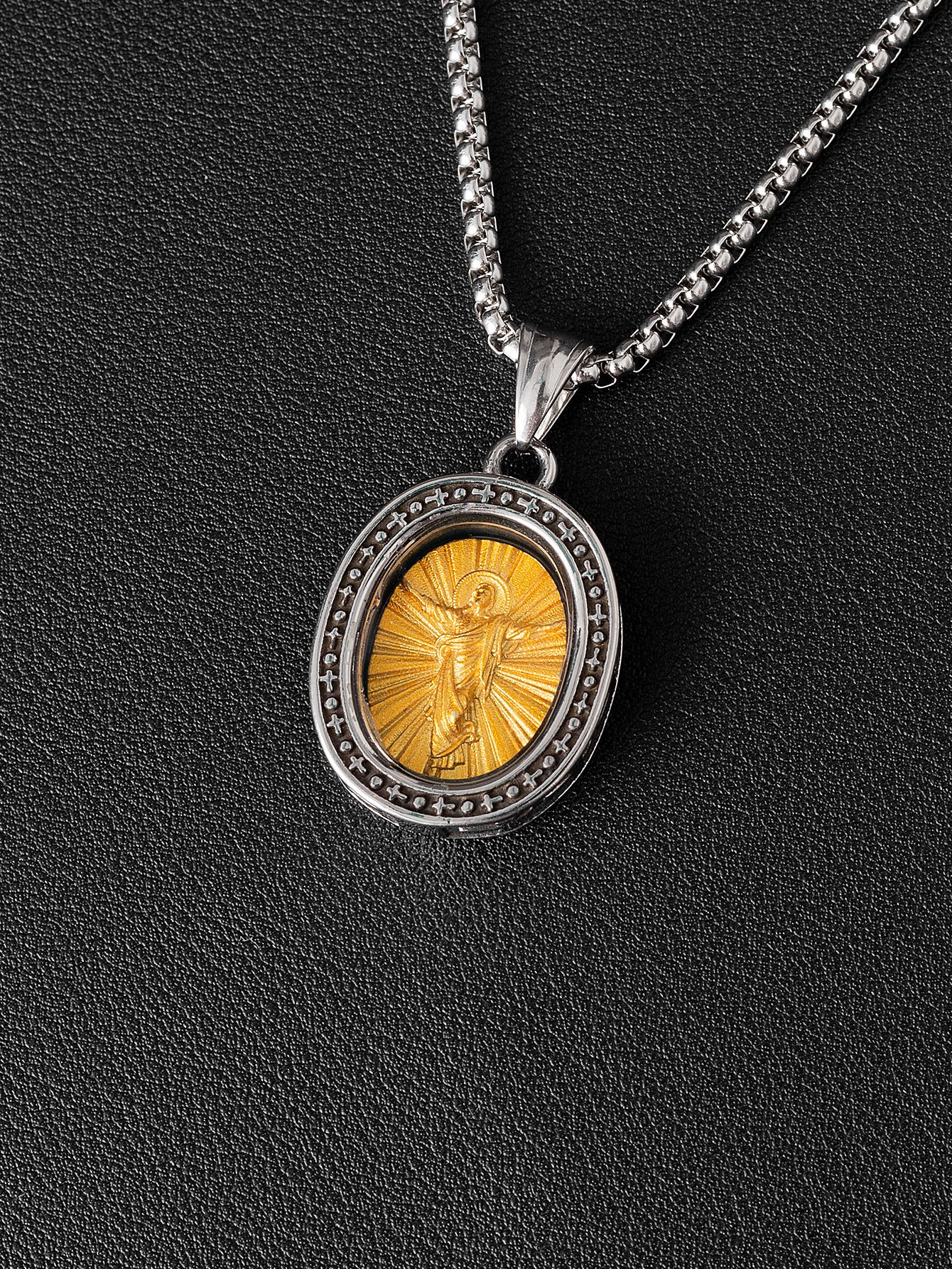 Steel Necklace – Elegant Virgin Portrait Pendant