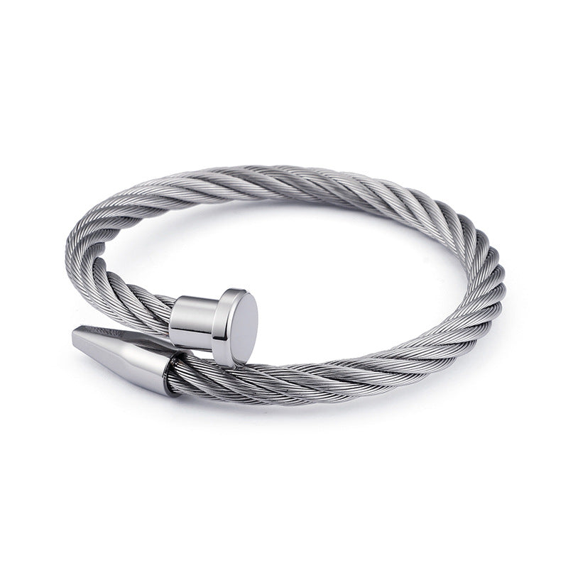 Nail Steel Wire Bracelet Bracelet – Stainless Steel Metal Texture