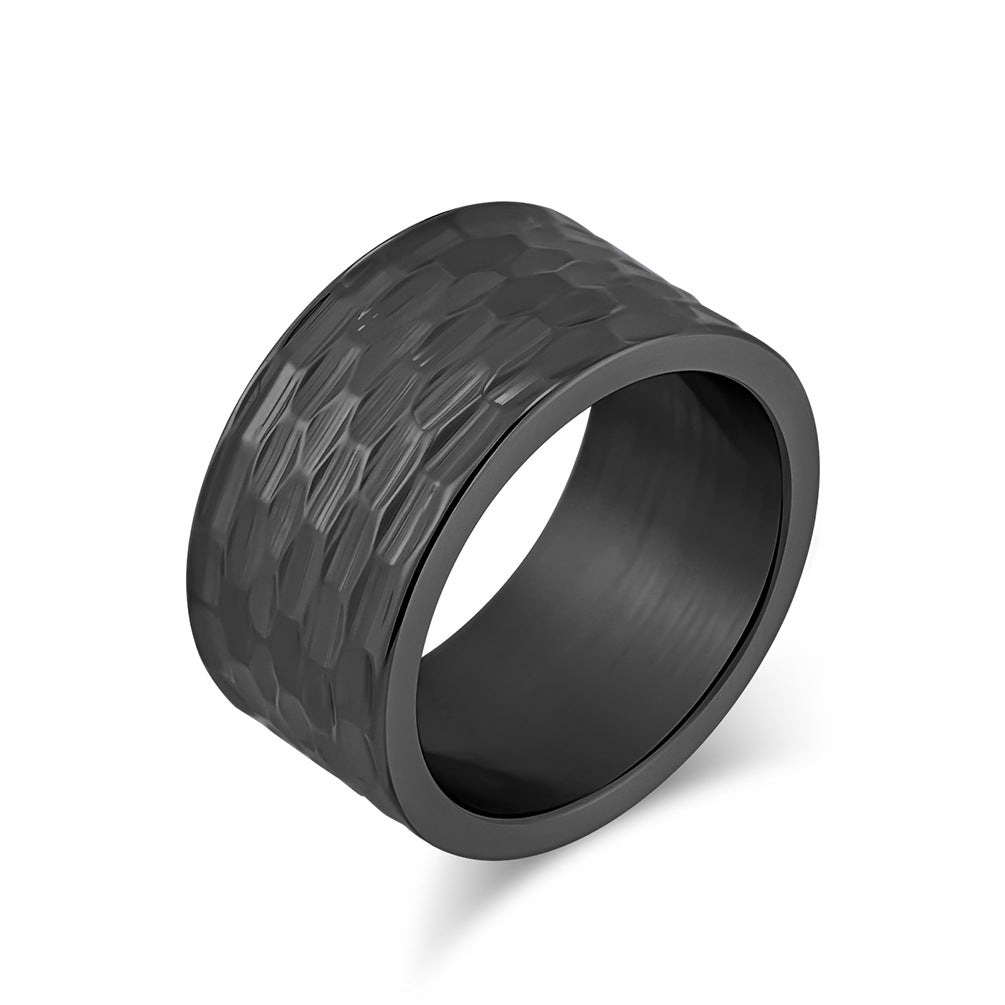 Planderful Titanium Steel Ring For Men With Honeycomb Concave Convex Pattern Bold Durable Modern Jewelry For Him